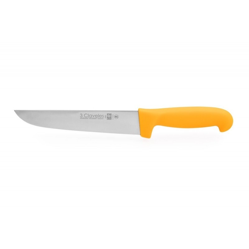3 Claveles Proflex - Cuchillo Profesional Carnicero Ancho 22 Cm Microban Amarillo