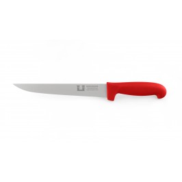 Cuchillo Burgmesser Carnicero Hoja Estrecha de 22cm / 8 color Rojo y mango de Polipropileno