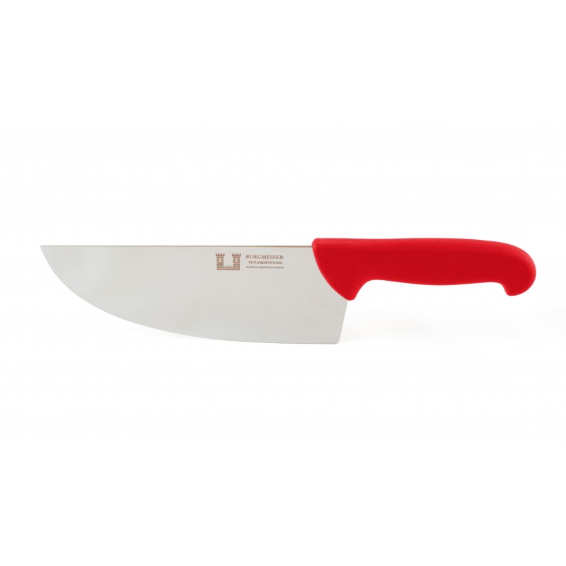 Cuchillo Burgmesser Carnicero Ancho de 22cm / 8 color Rojo y mango de Polipropileno